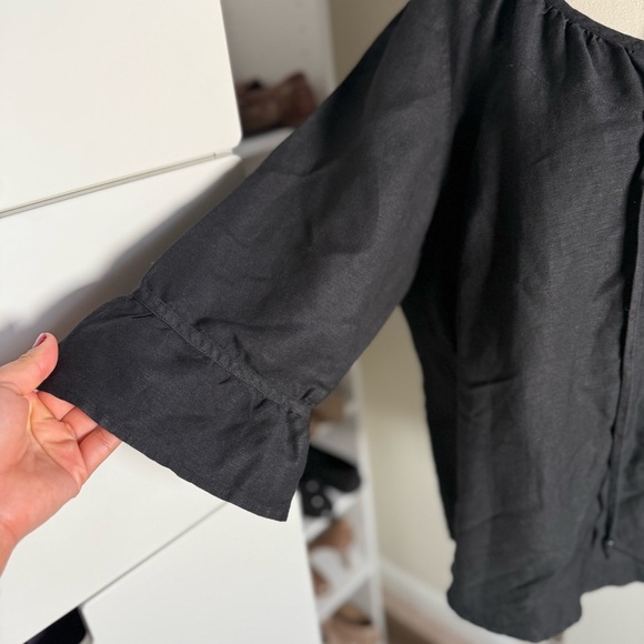 Lane Bryant Black Puff Sleeve Blouse with Tie Front Women’s Plus Size 18/20 - Picture 2 of 5